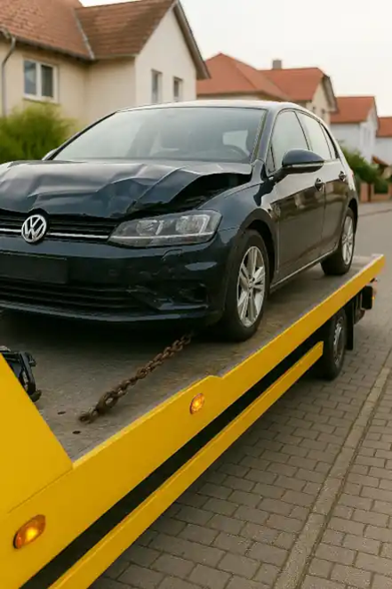Ein defektes Fahrzeug wird für den Autoankauf in Bergkamen abgeschleppt.